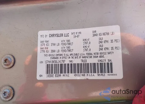 2008 Dodge Ram 1500 St/Sxt from USA, damaged, VIN 1D7HA18K58J141797